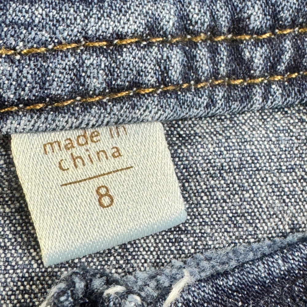 Coldwater Creek Womens Blue Denim Cargo Capri Jeans Size 8 Cropped Leg Tie - Picture 8 of 14